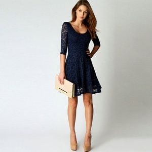 Casual Women Lace Dress 3/4 Sleeve